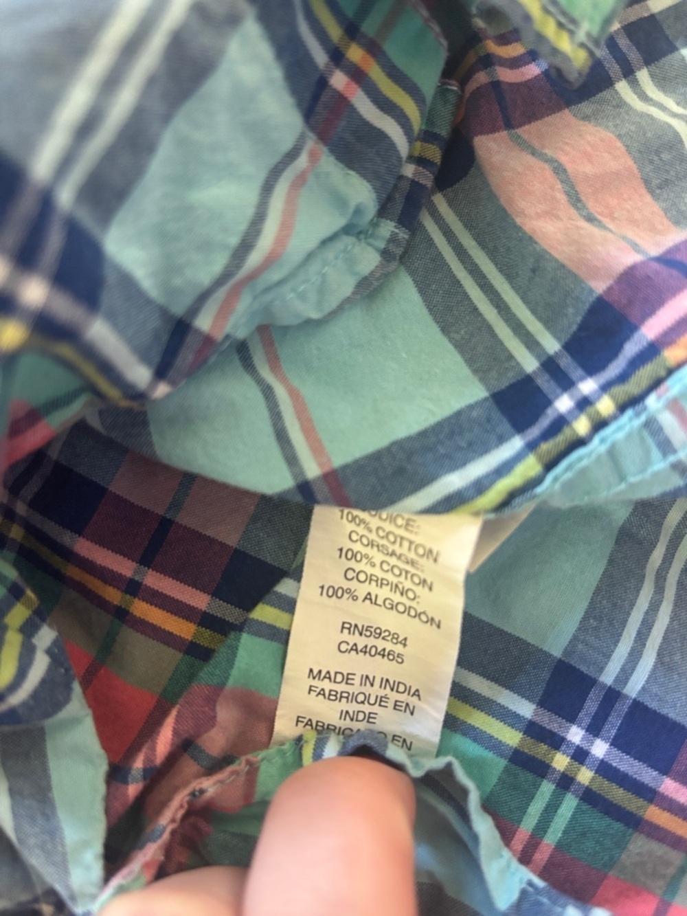 The Children's Place Mint, Navy & Coral Plaid Short-Sleeve Button-Down Shirt - Picture 4 of 5